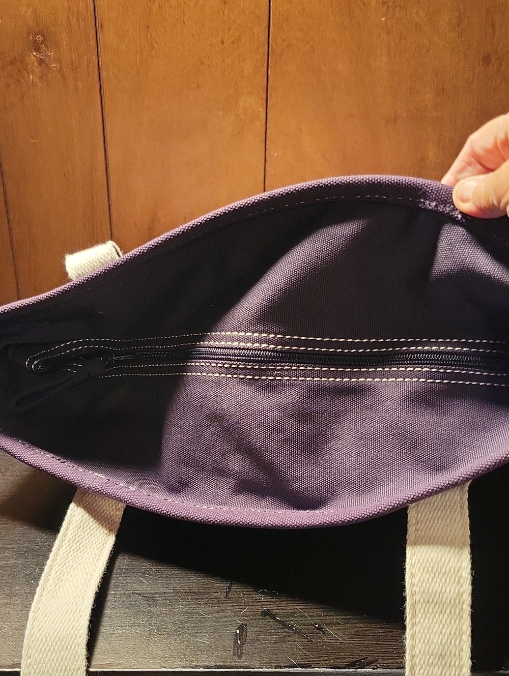 Lands' End Purple Canvas Tote with Contrast Straps - Picture 6 of 8